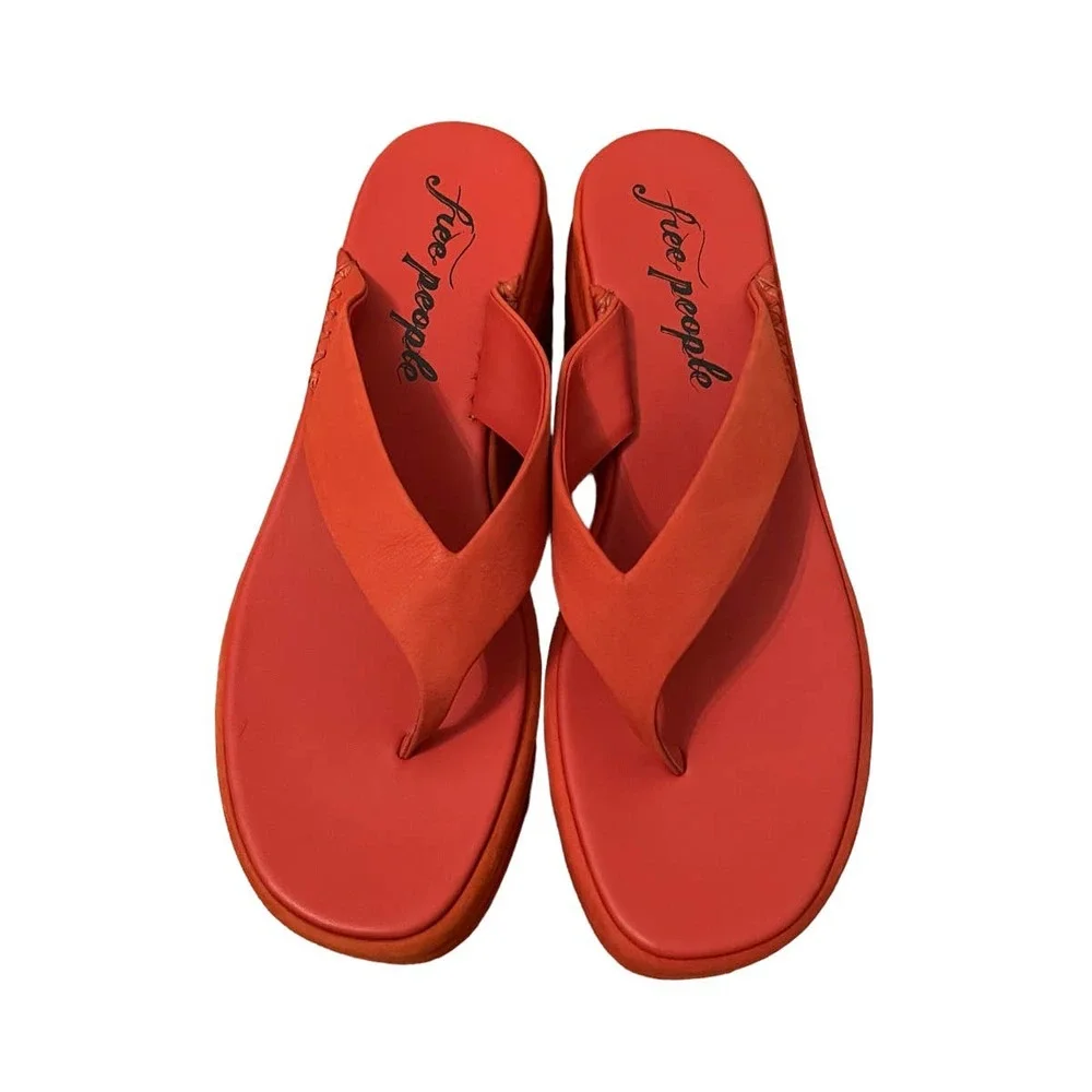 Free People Haven Thong Platform Sandal Flame Red Women's Sz EU 40 US 10 NEW